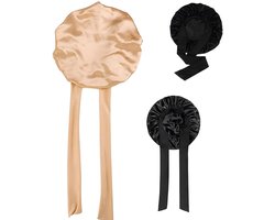 Dailygoods - KHIRY Zijde Bonnet Voor Het Slapen - 2 Stuks Satijnen Haarbescherming Met Verstelbaar Elastisch Design