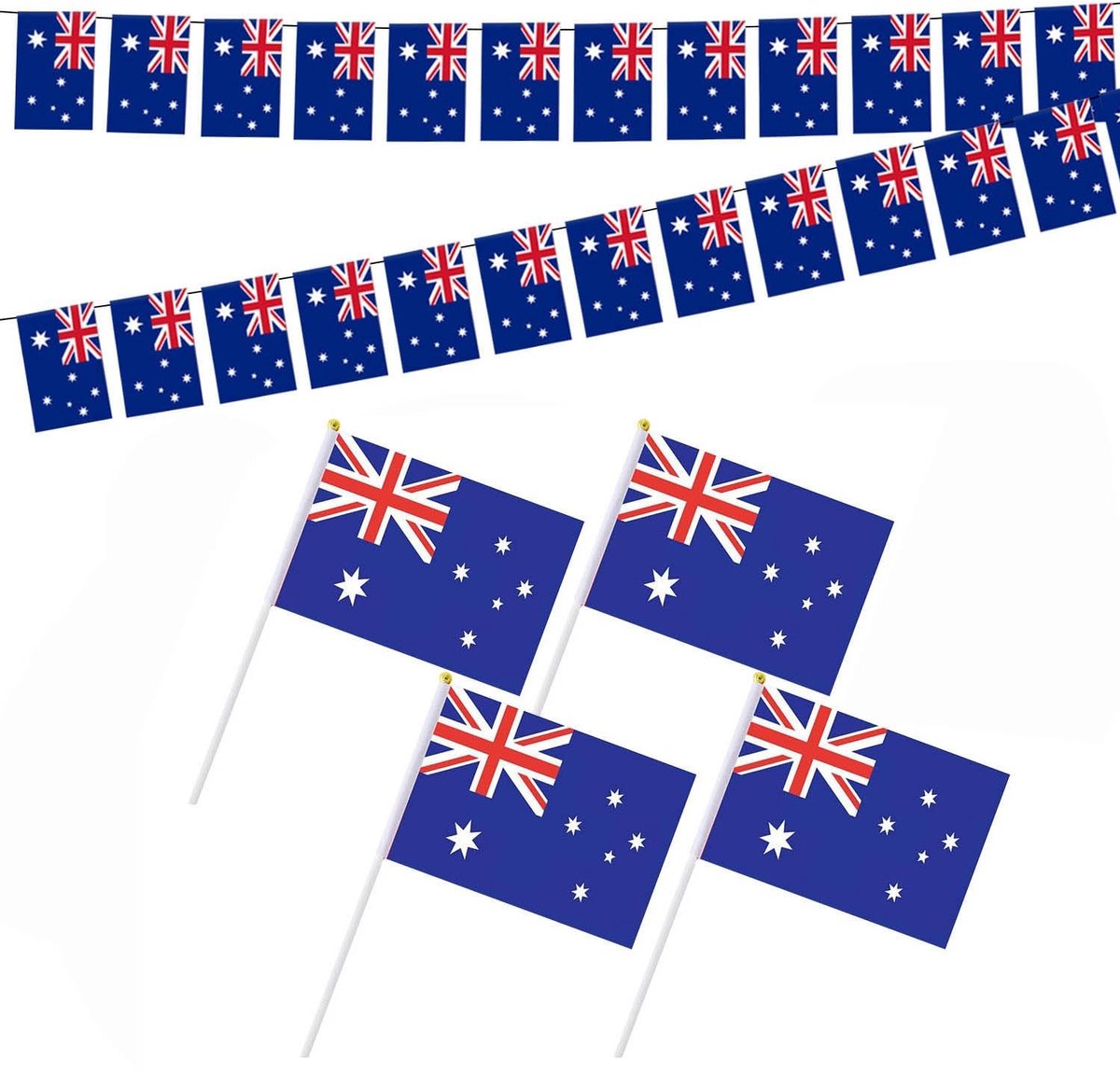 Dailygoody - Vlaggetjesslinger - Australische vlag - 8 meter - Handdraaibare vlaggen - Feestdecoratie - Geschikt voor festivals en feesten