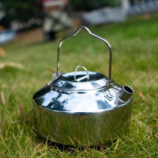 Waterkoker Camping - Theepot RVS - Buiten Koken - Met Fluitje - 1 Liter - Rood — afbeelding 4