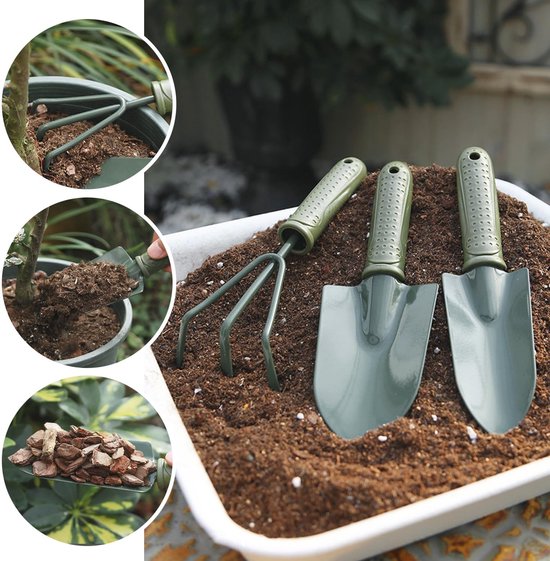 BRENZOOS- Tuingereedschappen Set van 6 - Mini-schop/Tuinhark/Bloempotschop - Roestvrij/Vuilafstotend - Dikke/Houten Handgreep - Lichtgewicht/Praktisch - Tuinset van Brenzoos — afbeelding 5