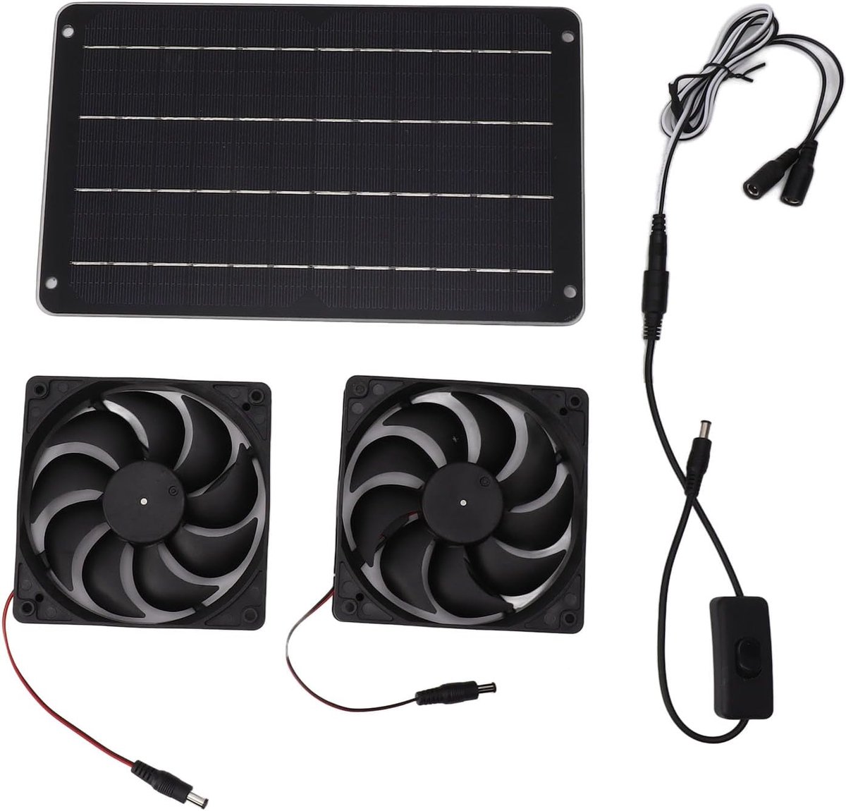 Ventilator op Zonne-energie - Zonne Ventilator Set - Koelte Creëren - Dubbele Ventilator - 20 W - Zwart