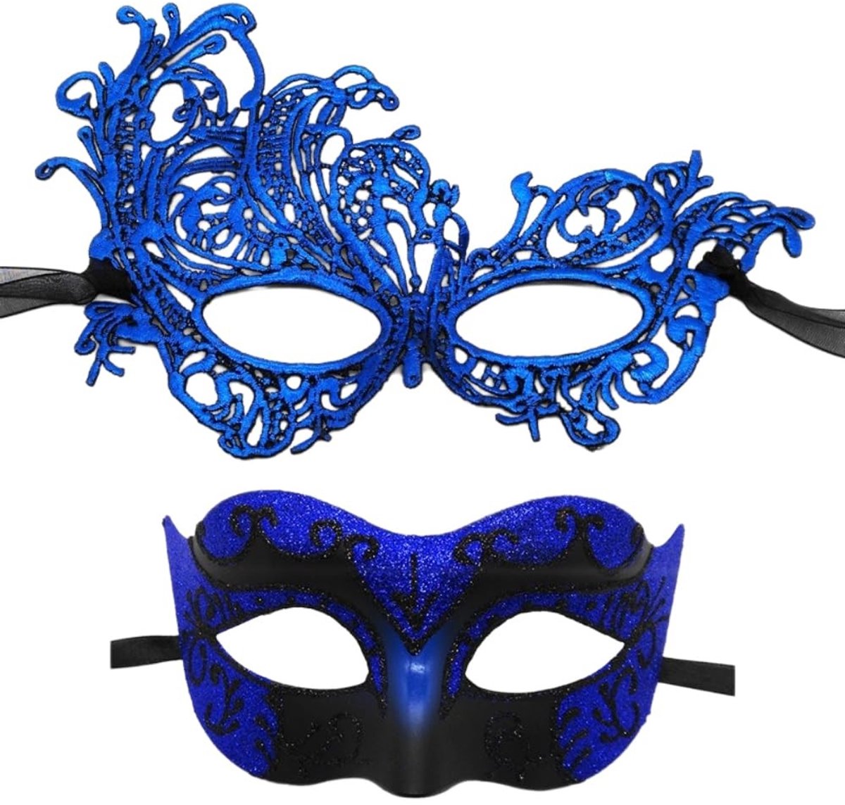 Dailygoods- Maskerademasker 2 Stuks - Venetiaans Masker - Kanten Masker - Oogmasker - Half Gezichtsmasker - Kunststof/Polyester
