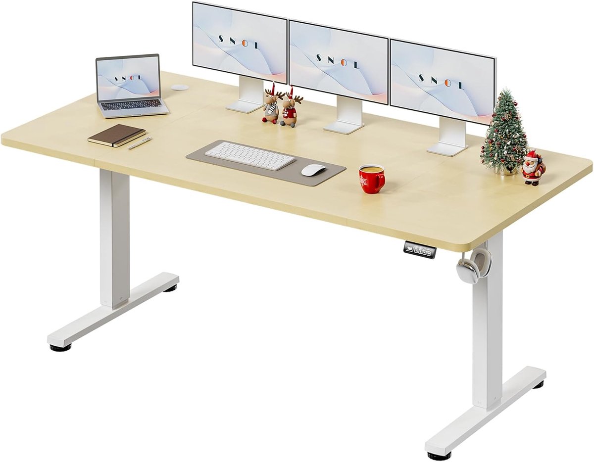 Elektrisch Bureau - Verstelbaar Bureau - Ergonomisch Werken - Met Geheugenfunctie - 180 x 80 cm - Beige