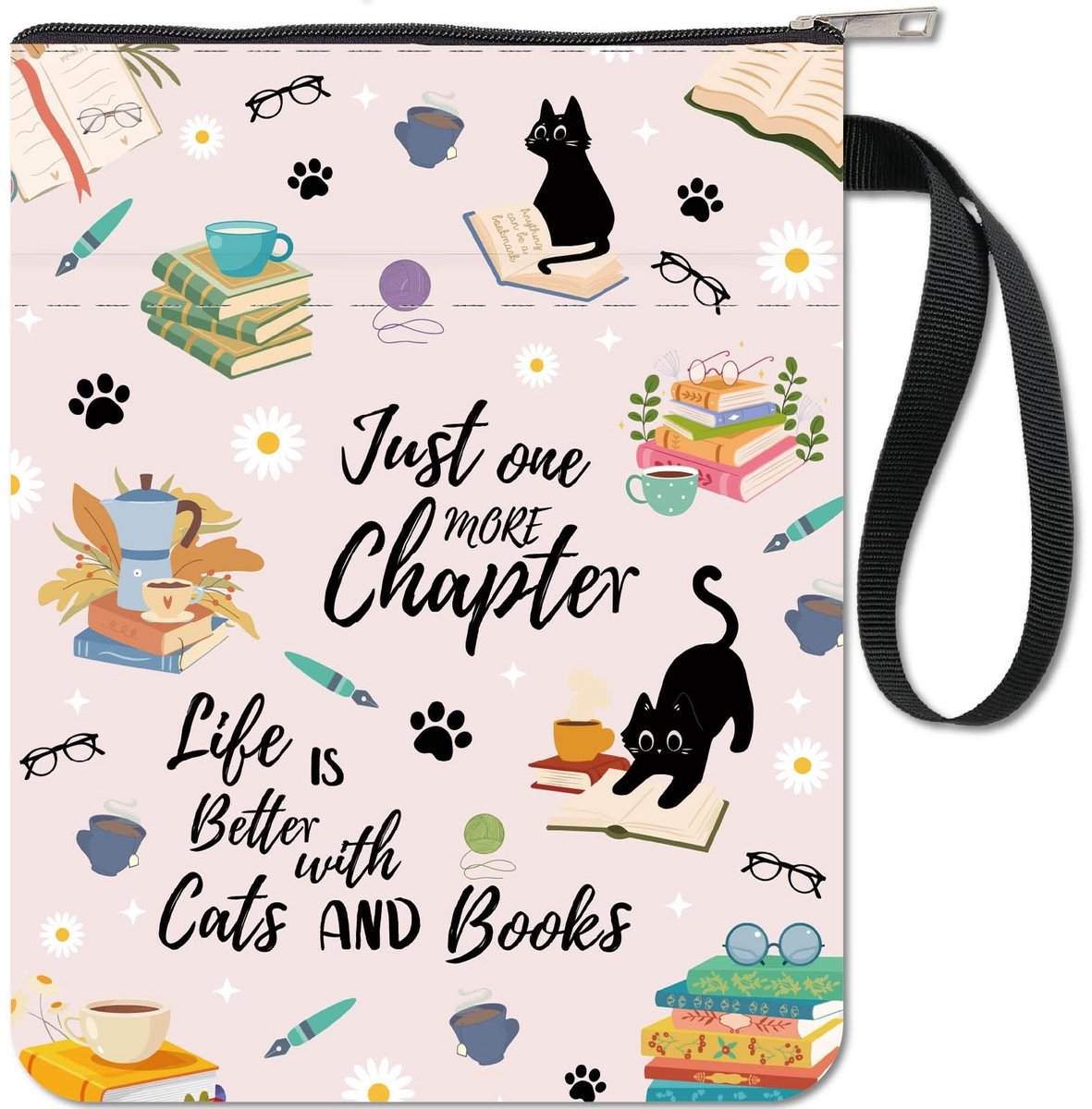 Dailygoods - Kat boekhoezen - Boekbeschermer voor paperbacks - Wasbare stoffen doek - Koffie bloem - Geschikt voor boekenliefhebbers - Extra mouwzak