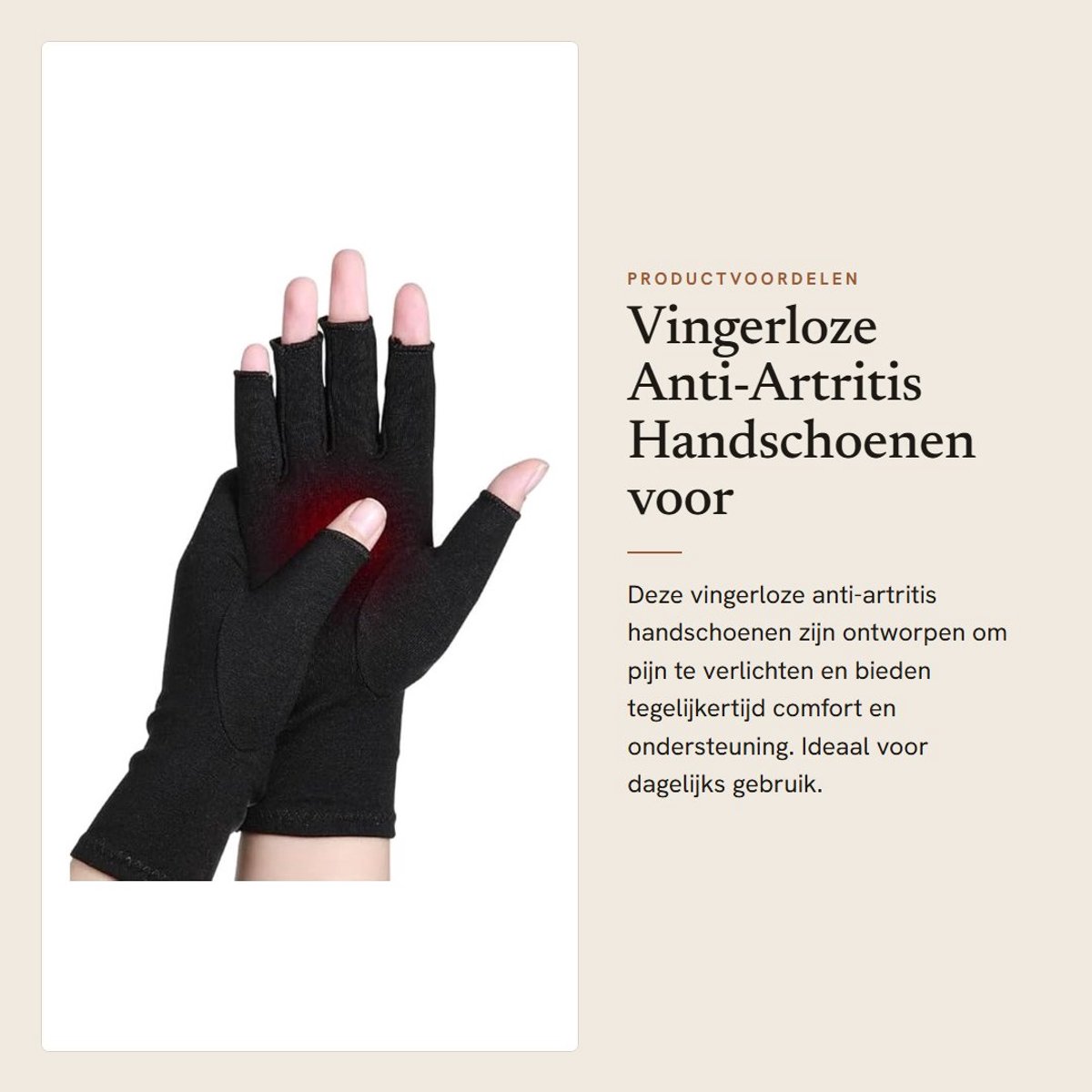 Dailygoods- Anti-artritis Handschoenen Vingerloos Design - Compressie Handschoenen - Pijnverlichting - Vochtafvoerende Stof - Comfortabele Pasvorm - Ideaal Cadeau - Compressiehandschoenen