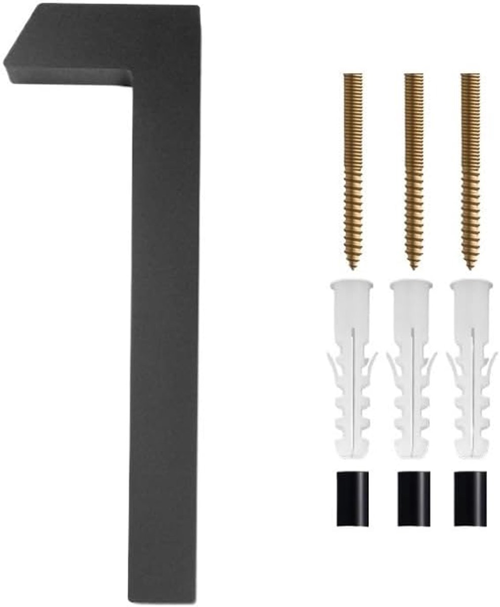 Metalen Huisnummer - Moderne Cijfers - Voordeur Decoratie - Zwevend Effect - 125mm Hoog - Zwart