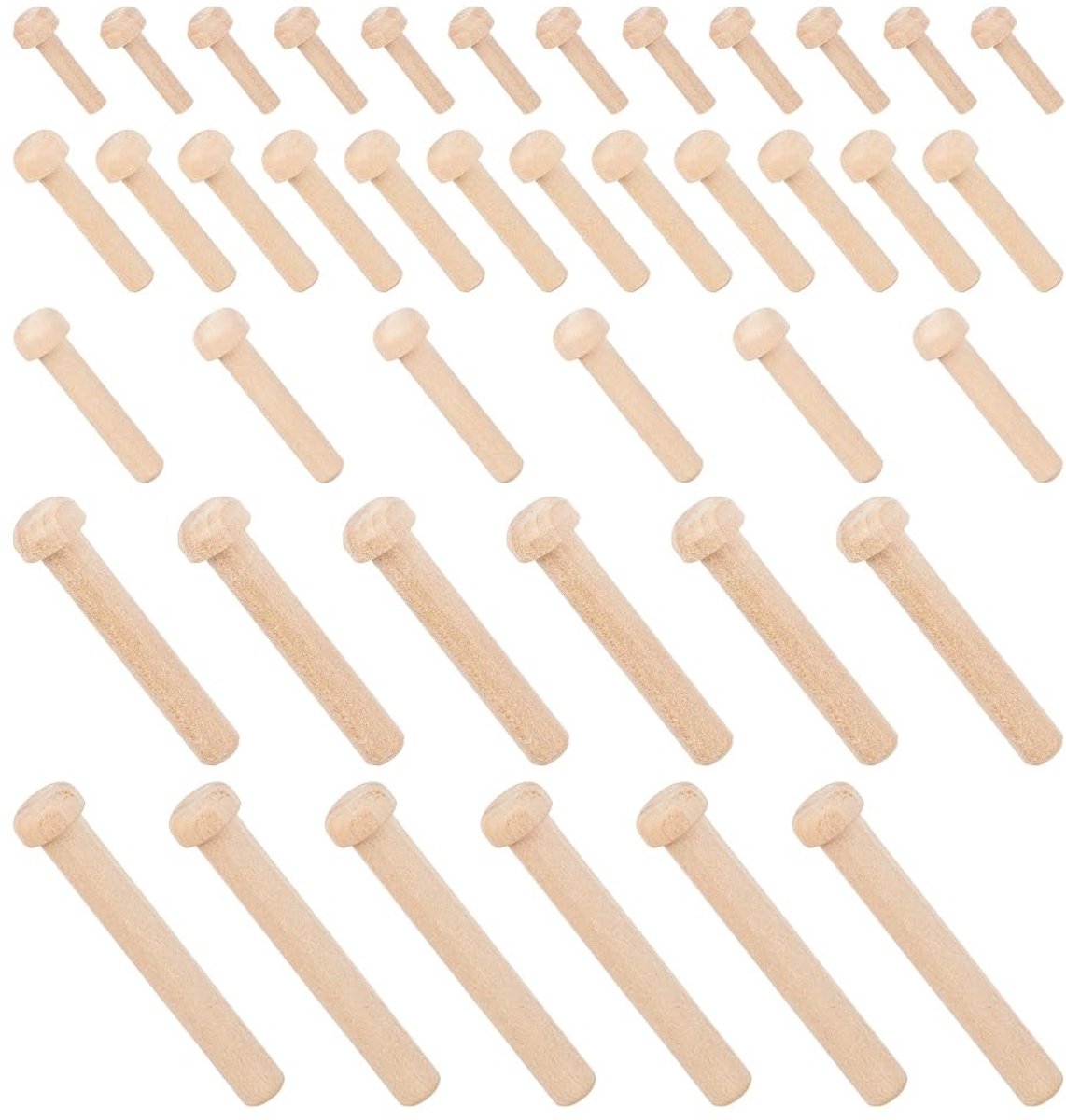 Dailygoods- Houten Pennen 42 Stuks - Mini Houten Aspennen - Creatieve Decoraties - Modelprojecten - Vijf Stijlen - Ideale Cadeaus - Modelbouwpennen