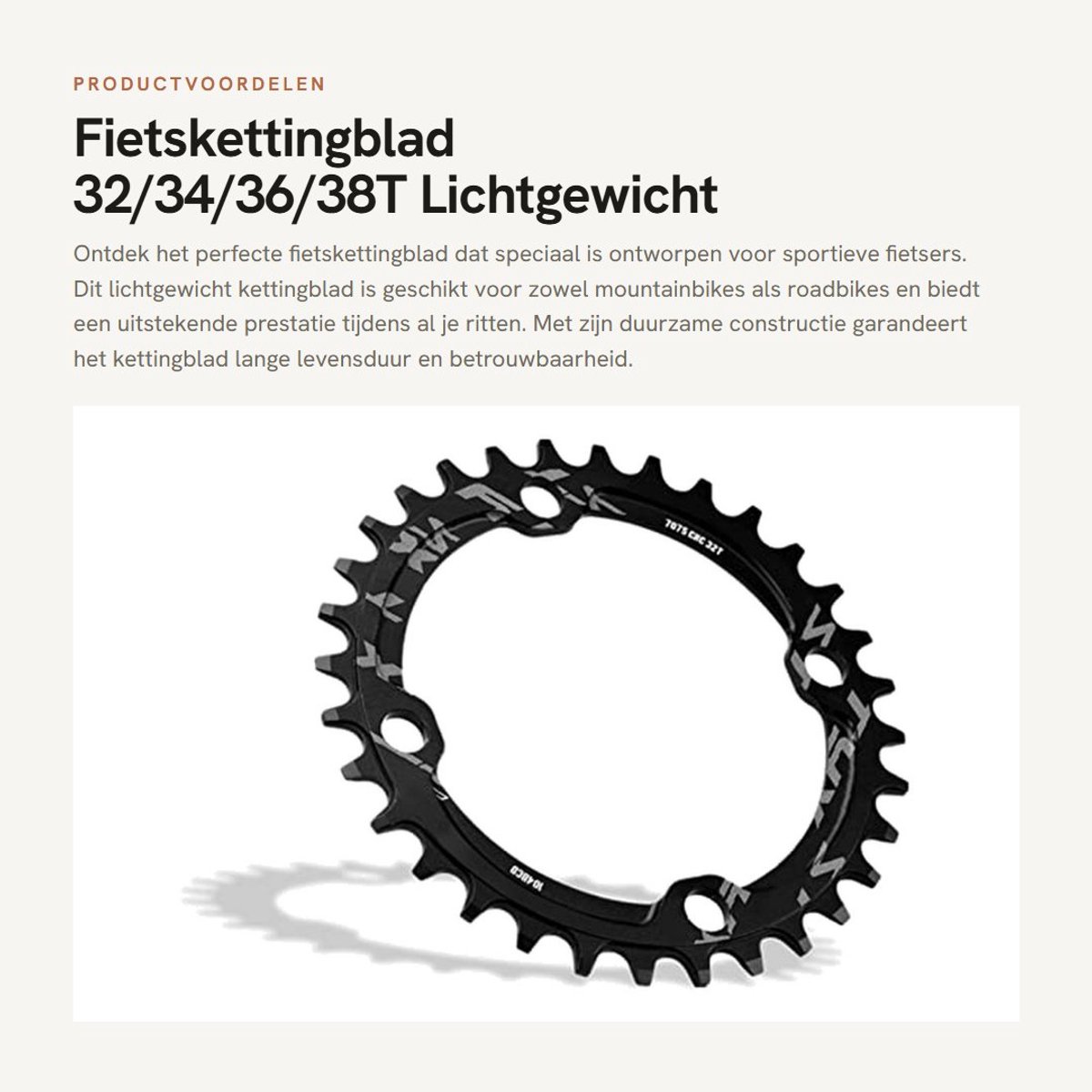 Dailygoods- Kettingblad 32/34/36/38T - Lichtgewicht Aluminium - Schokbestendig - Duurzaam - Eenvoudig te installeren - Optimale kettingbehoud - Fietsbladen