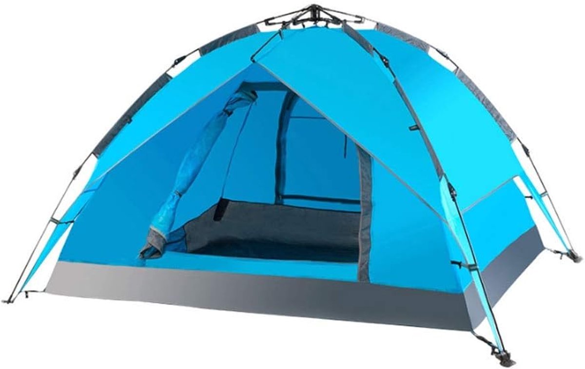Draagbare Tent - Buitentent Kampeertent - Outdoor Avonturen - Dubbellaags Automatisch - 3-4 Persoons - Blauw