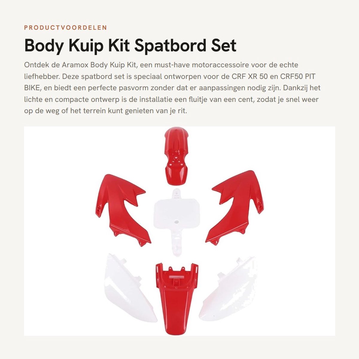 Dailygoods- Kuipset Eenvoudige Installatie - Plastic Kuip Spatbord - Motor Accessoire - Geschikt voor CRF XR 50 - Lichtgewicht - Strenge Fabrieksinspectie - Motorbodykit