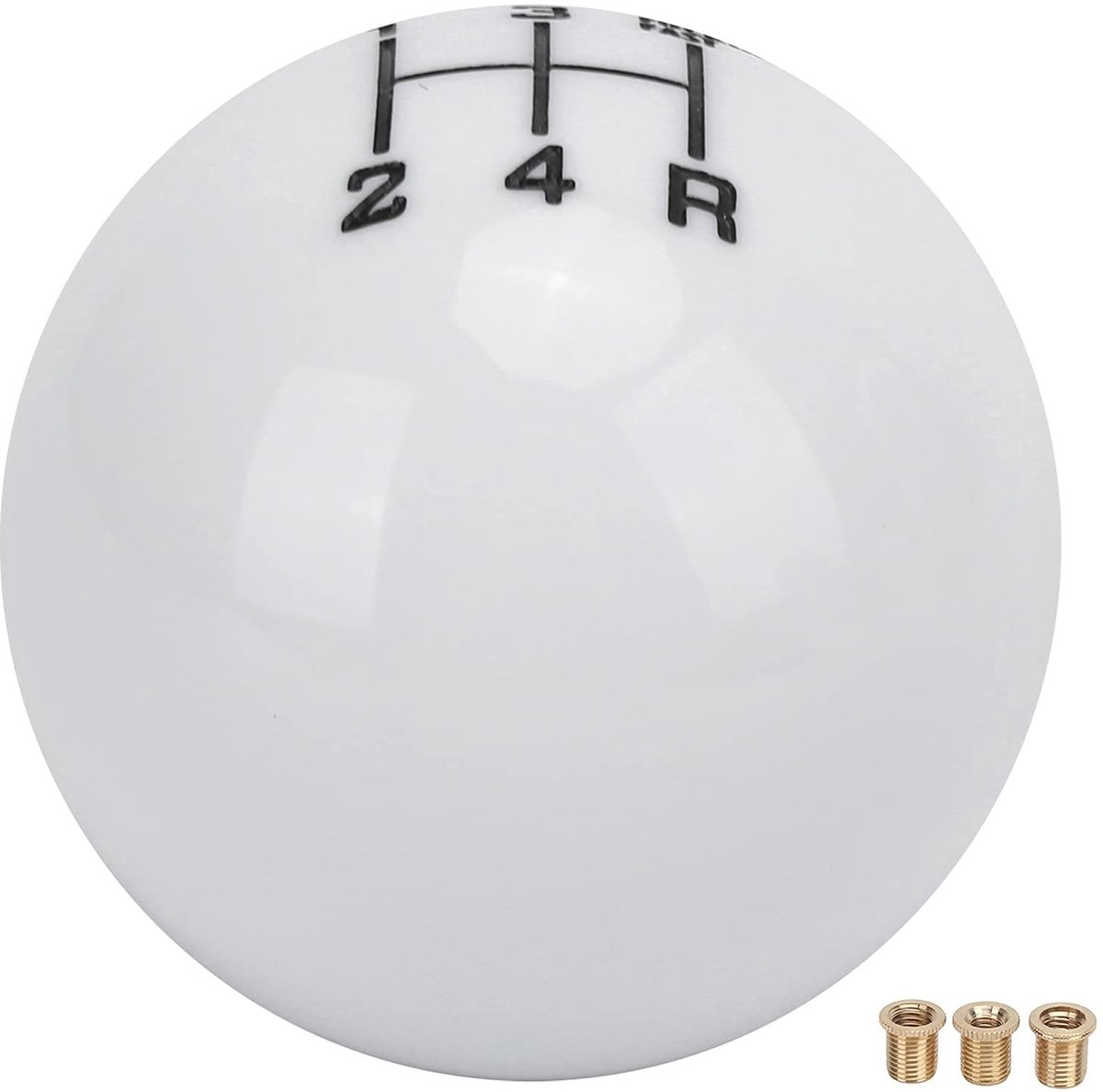 Dailygoods - Pookknop 5 Versnellingen Ronde Bal Auto Versnellingspook Hoofd met 3 Stalen Adapters Universeel Vervangend Handmatig Versnellingspook Accessoire(Wit)