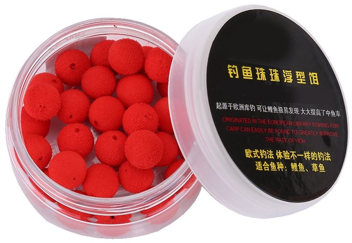 Dailygoods- Karper Boilies 30 Stuks - Aardbeien Smaak - Drijvende Lokken - Ultra Licht - 12 mm - Groot Drijfvermogen - Vissenaas