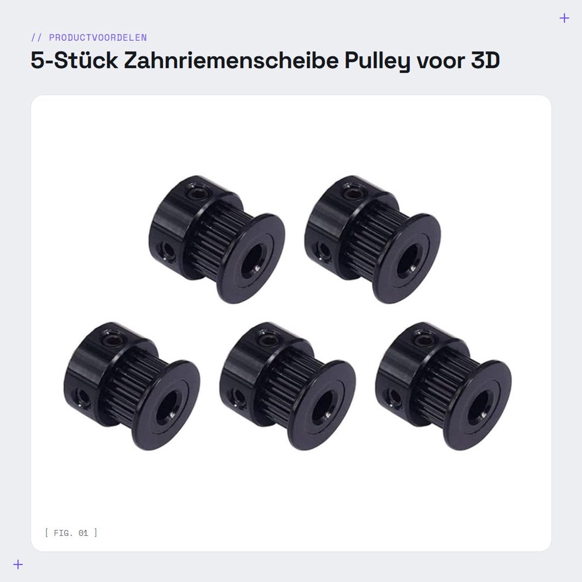 Dailygoods- Zahnriemenscheibe 5-Stuks - GT2 Pulley - Breedte 6mm - Tanden 20 - Binnenboorgat 5mm - Geschikt voor 3D Printer