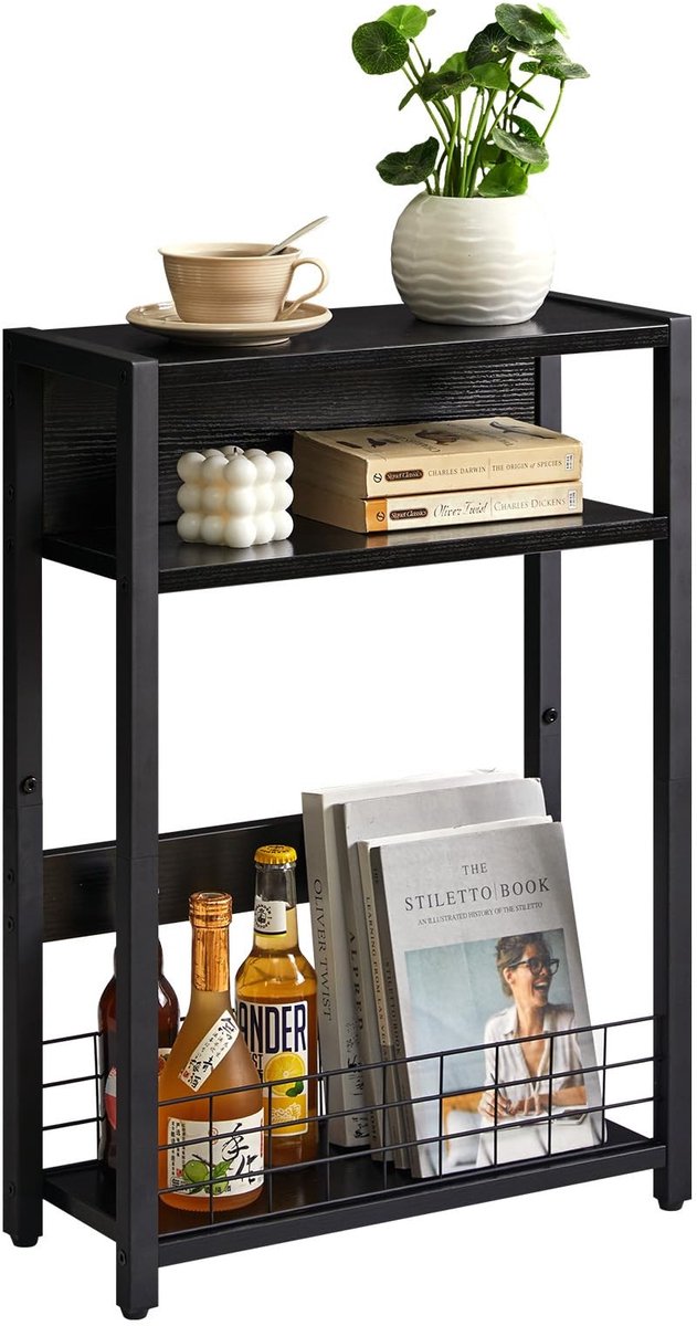 Smalle Bijzettafel met Opbergplank - Modern Ontwerp voor Kleine Ruimtes