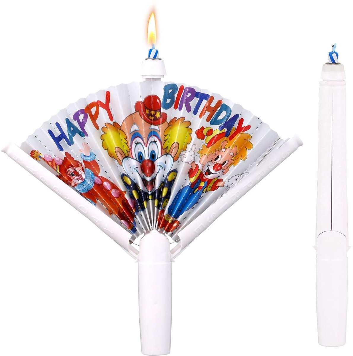 Dailygoods- Verjaardagskaars 2 Stuks - Pop Up Kaars - Clownstijl - Feestdecoratie - Happy Birthday Kaarsen - 14,6 cm - Kleurrijk Design - Feestkaars