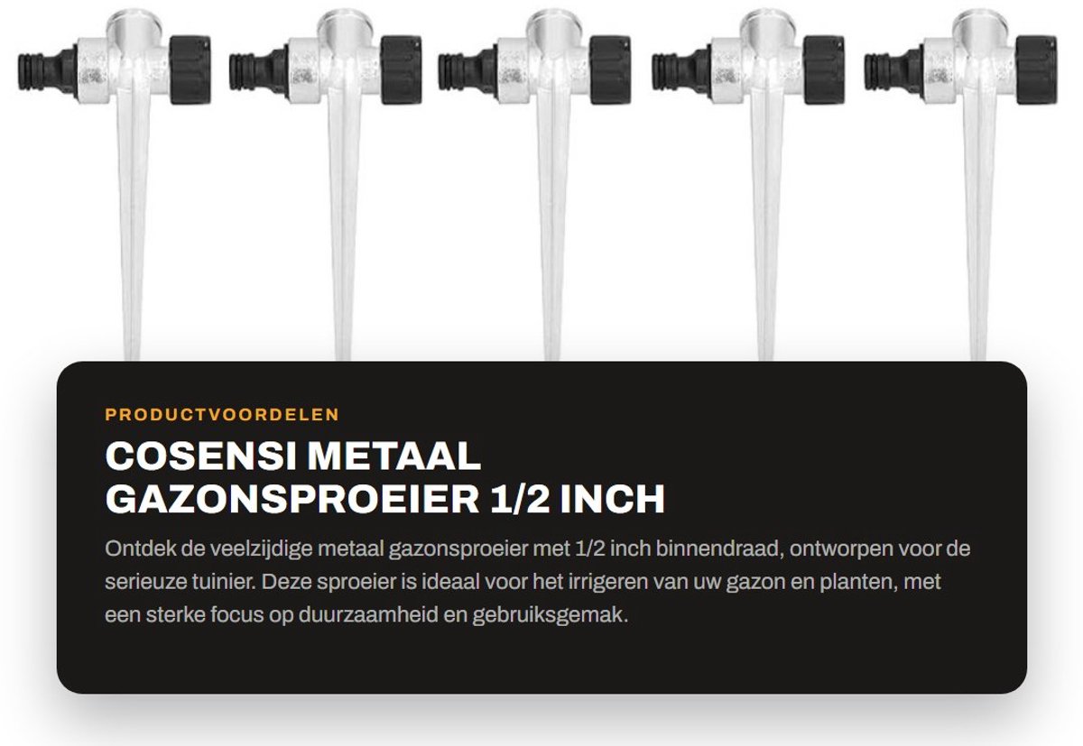 Dailygoods- Gazonsproeier Hoogwaardige Metaal - 1/2 Inch Binnendraad - Roestvrij en Corrosiebestendig - Eenvoudig te Gebruiken - Duurzaam en Robuust - Irrigatiesproeier