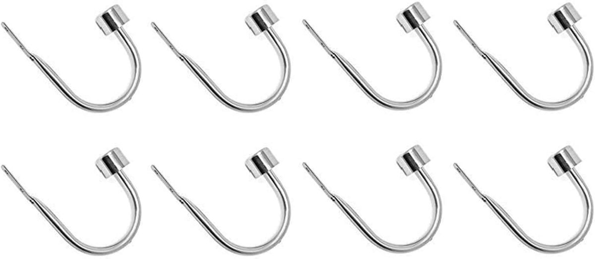 Gordijn Haken - Draperie Ophangers - Gordijnen Stijlvol - Set van 8 - Klassiek Zilver - Zilver