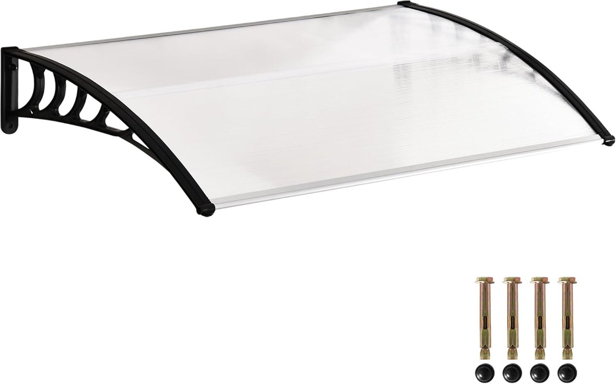 Voordeur Luifel - Deur Overkapping - Bescherming Buiten - Gebogen Polycarbonaat - 90 x 150 cm - Wit
