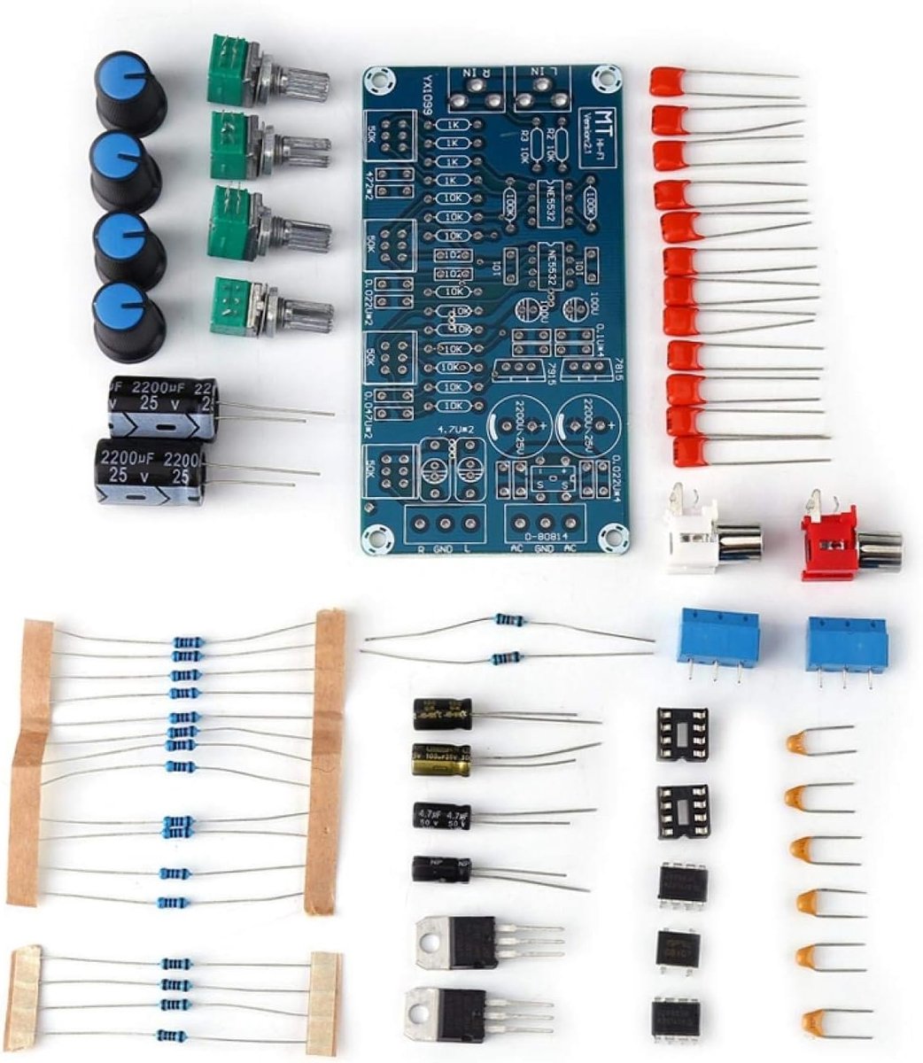 Audio Voorversterker Board - Volume Toonregeling - Muziek Luisteren - Laag Geluid Stereo - 1 Centimeter Hoog - Blauw