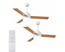 Oraymin Set van 2 LED Plafondventilator met Lamp 18W - Dimbaar - Afstandsbediening - 6 Snelheden - Energieklasse B
