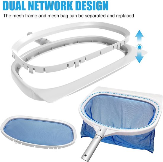 Dailygoods- Zwembadschepnet Fijnmazig - Vijverschepnet voor Algen - Bodemschepnet - Bladschepnet - Diep/Vlak Net - Uitwisselbaar van Dailygoods — afbeelding 5