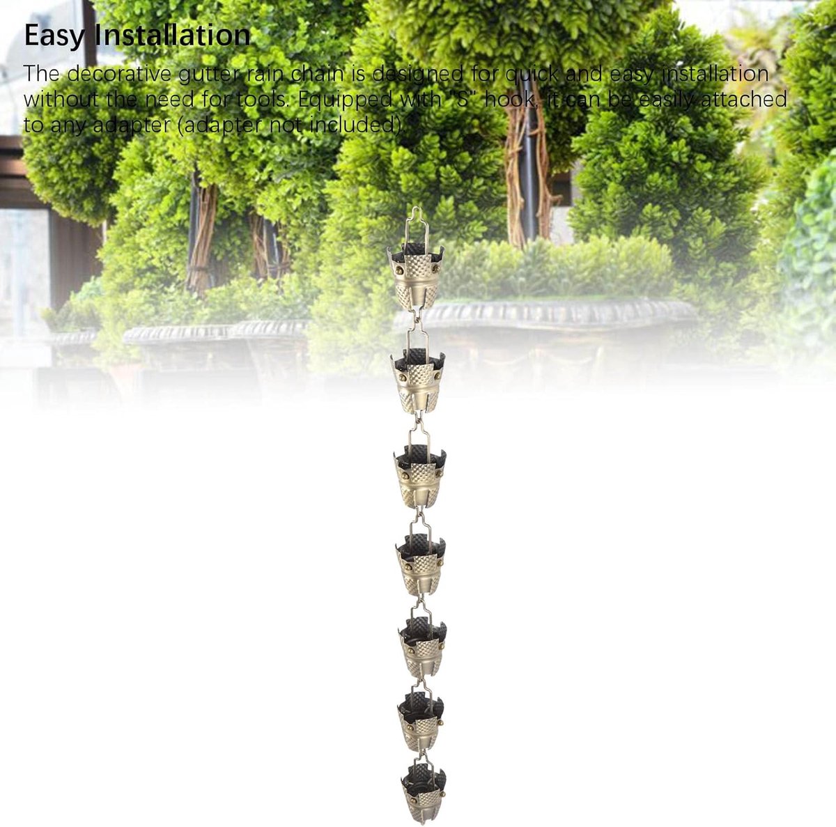 Regenketting Ijzer - Waterornament Balkon - Buiten Decoratie - Verstelbare Lengte - 100 cm - Antiek Brons