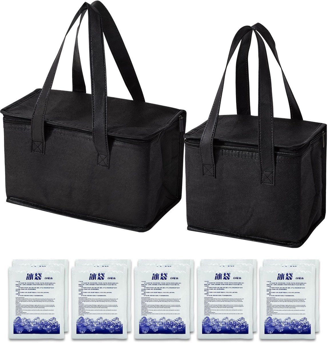 Dailygoods- Koeltas Set 7,5 l/5 l - 10 Koelaccu's - Opvouwbaar - Isolatietas - Lange Koelcapaciteit - Stabiele Bodem - Koelbox