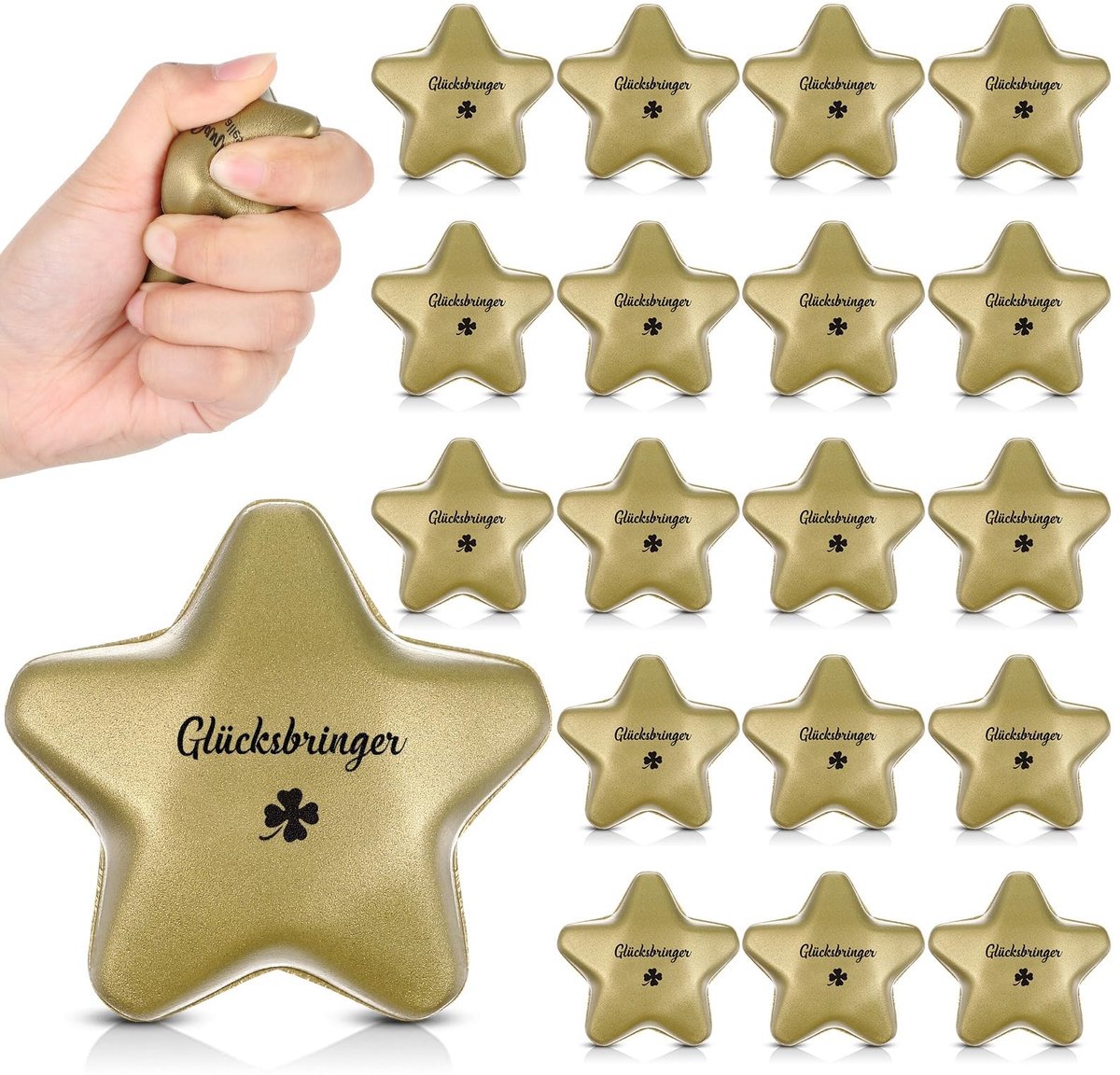 Dailygoods- Stressbal Stervorm - Set van 20 - Antistressballen voor Volwassenen - Stressvermindering - Krachttraining Handen - Veilig en Niet Giftig