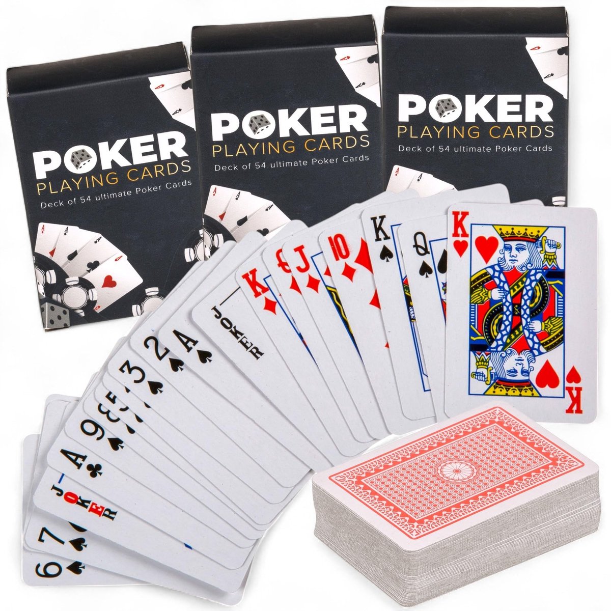 Dailygoods - Mini-Pokerkaarten 3-delige set - Compacte speelkaarten voor onderweg