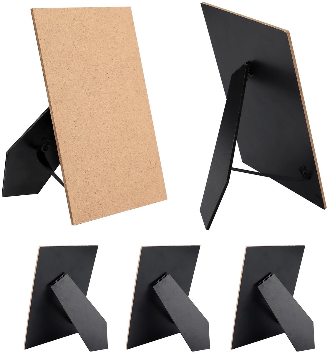 Dailygoods - Fotolijststandaard, 5 stuks, achterwand met standaard en scharnierophanging, zwart, 17,8 x 12,7 cm, reservestandaard voor fotolijsten, doe-het-zelf, tafel, wanddecoratie, fotolijststandaard