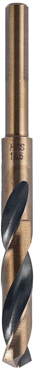 Dailygoods- Schachtboor HSS 4341 13,5 mm - Precisieboor 135° - Driekantige Schacht 10 mm - Snijrandlengte 77 mm - Totale Lengte 152 mm - Slijtvast en Slagvast - Boor