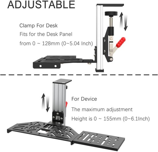 Dailygoods- Tischhouder Universel - Racing Standaard - Lenkstandaard - Schalthebelhouder - Verstelbaar - Geschikt voor Logitech en Thrustmaster - Racestandaard van Dailygoods — afbeelding 4