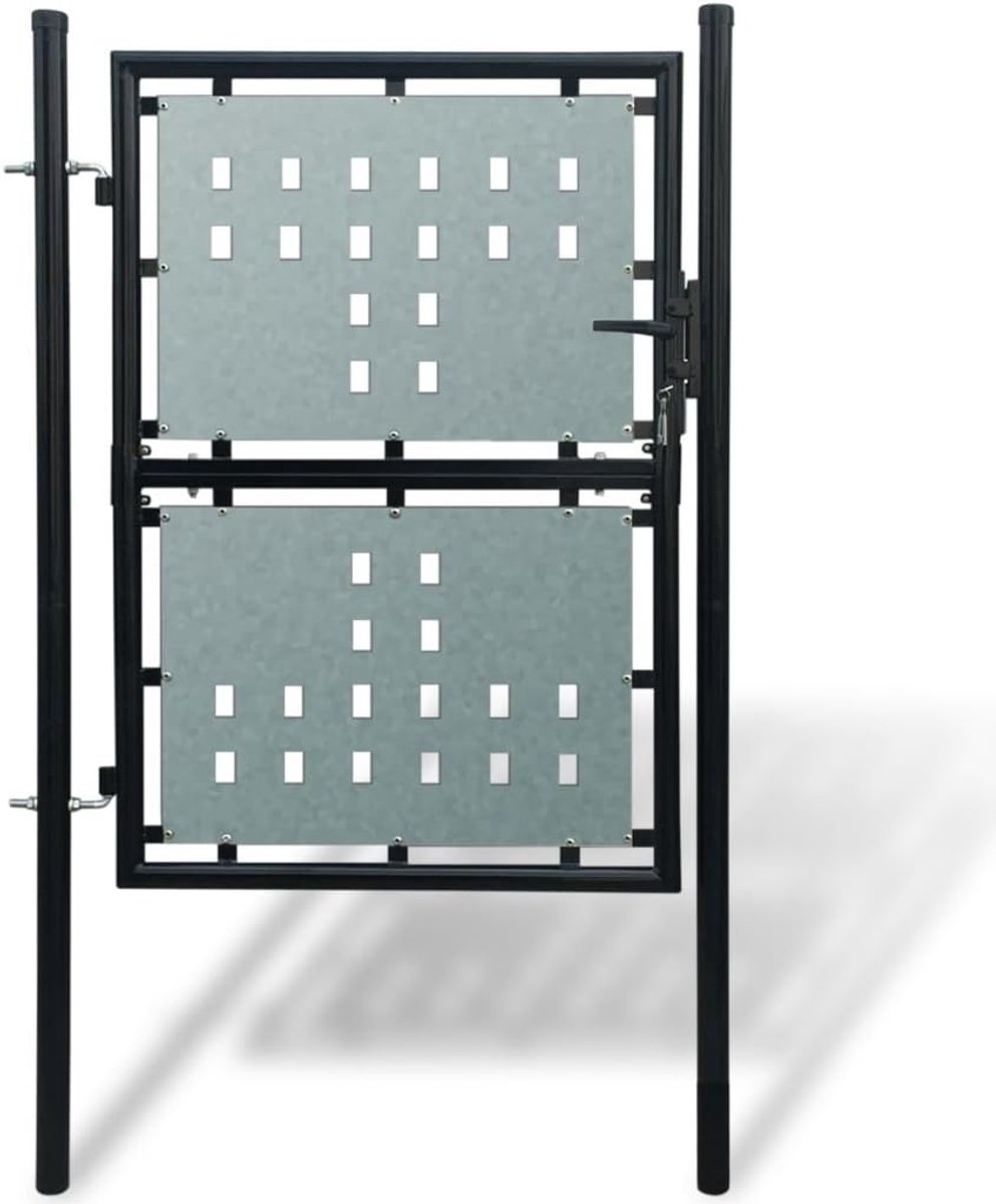 Hek poort - Tuinpoort - Tuin afsluiten - Gepoedercoat staal - 100 x 175 cm - Zwart