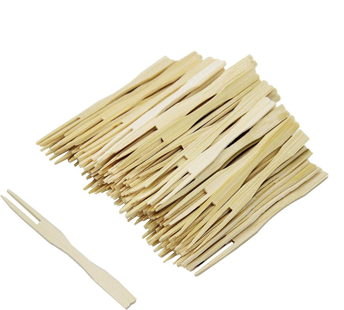 Dailygoods - 300 Stuks Biologisch Afbreekbare Bamboe Vorken - Wegwerp Bestek voor Feest en Catering