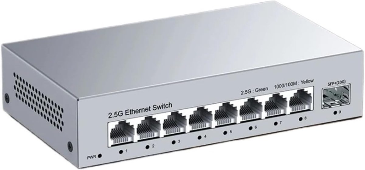 Netwerkschakelaar 8 Poort - Ethernet Switch - Netwerk Uitbreiden - 2.5GbE Snelheid - 8 Poort - Zwart