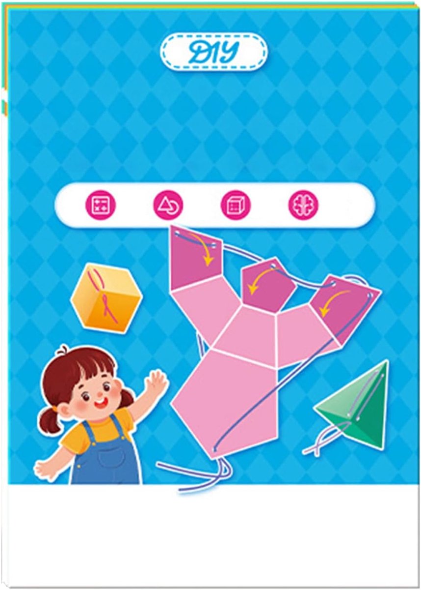 Trekboek Geometrie - Wiskunde Set - Leren Bouwen - 12 Modellen - 26 x 18.5 cm - Diverse Kleuren