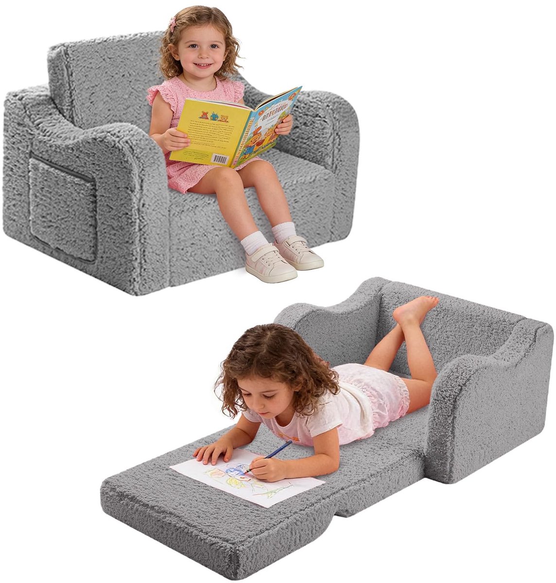 Dailygoods - 2-in-1 Kinderbank en Kinderstoel - Uitklapbaar met afneembare hoes voor meisjes en jongens