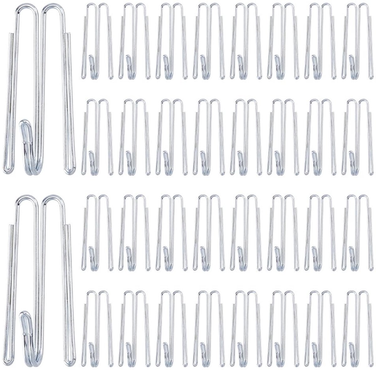 Dailygoods - 80 Stuks Metalen Gordijnhaken W-vorm Roestvrij Staal