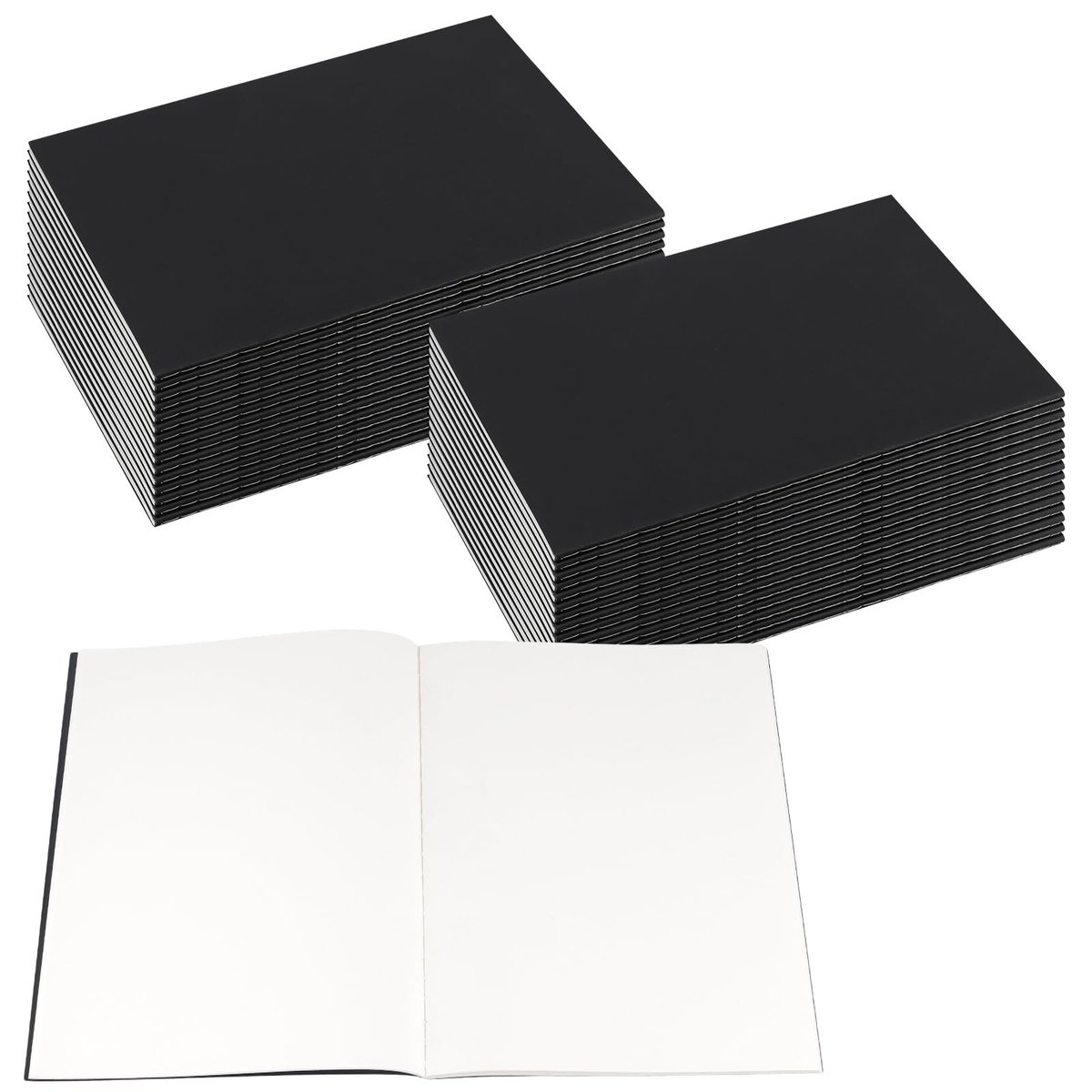 Dailygoods - JEUIHAU 30 stuks B5 blanco notitieboeken, 72 pagina's blanco schetsboek notitieblok, zwart kraftpapier notitieboek voor schrijven, reizen, zaken