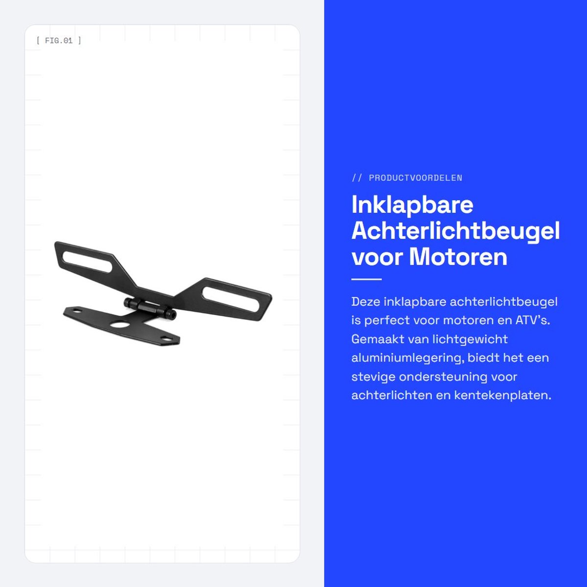 Dailygoods- Achterlichtbeugel Verstelbaar - Inklapbare Kentekenplaat - Aluminiumlegering - Voor Motorfiets/ATV - Zwart - Breed Toepasbaar