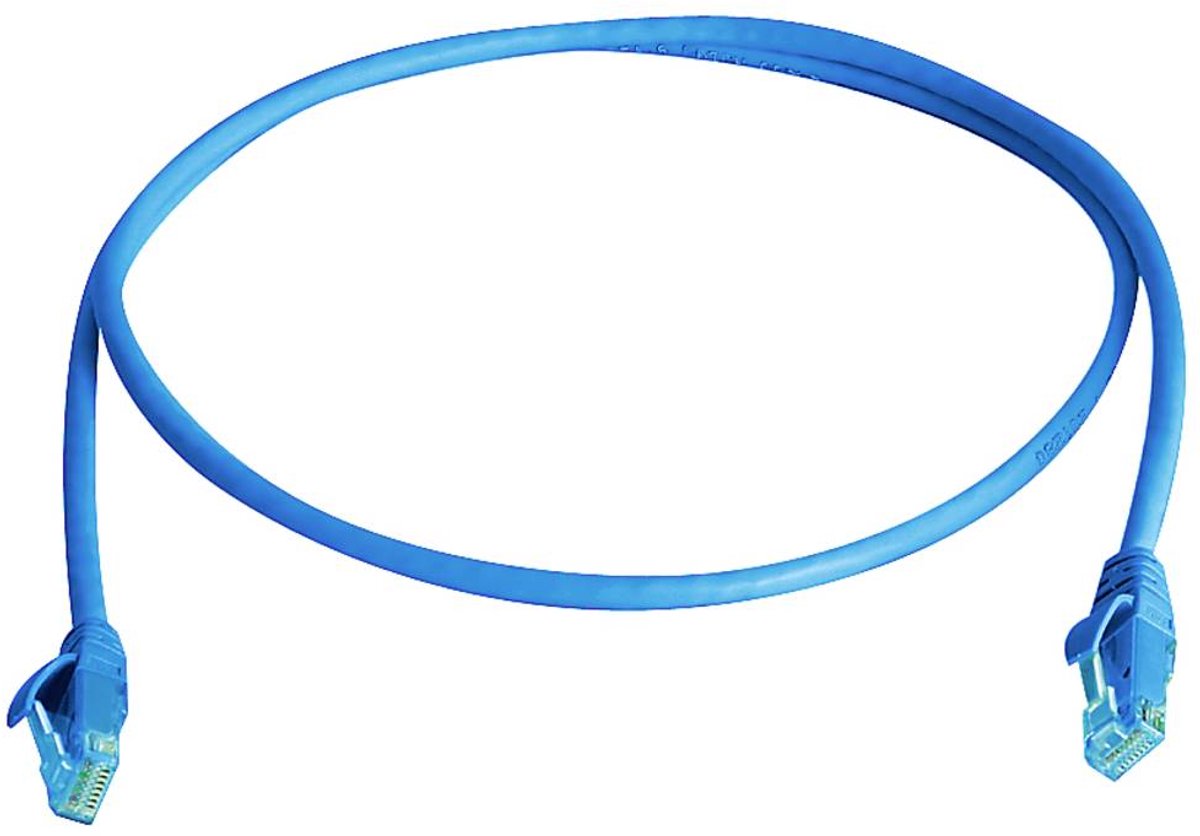 Telegärtner 100008333 RJ45 Netwerkkabel, patchkabel 2.0 m Blauw Vlambestendig, Met anti-kniktule 1 stuk(s)