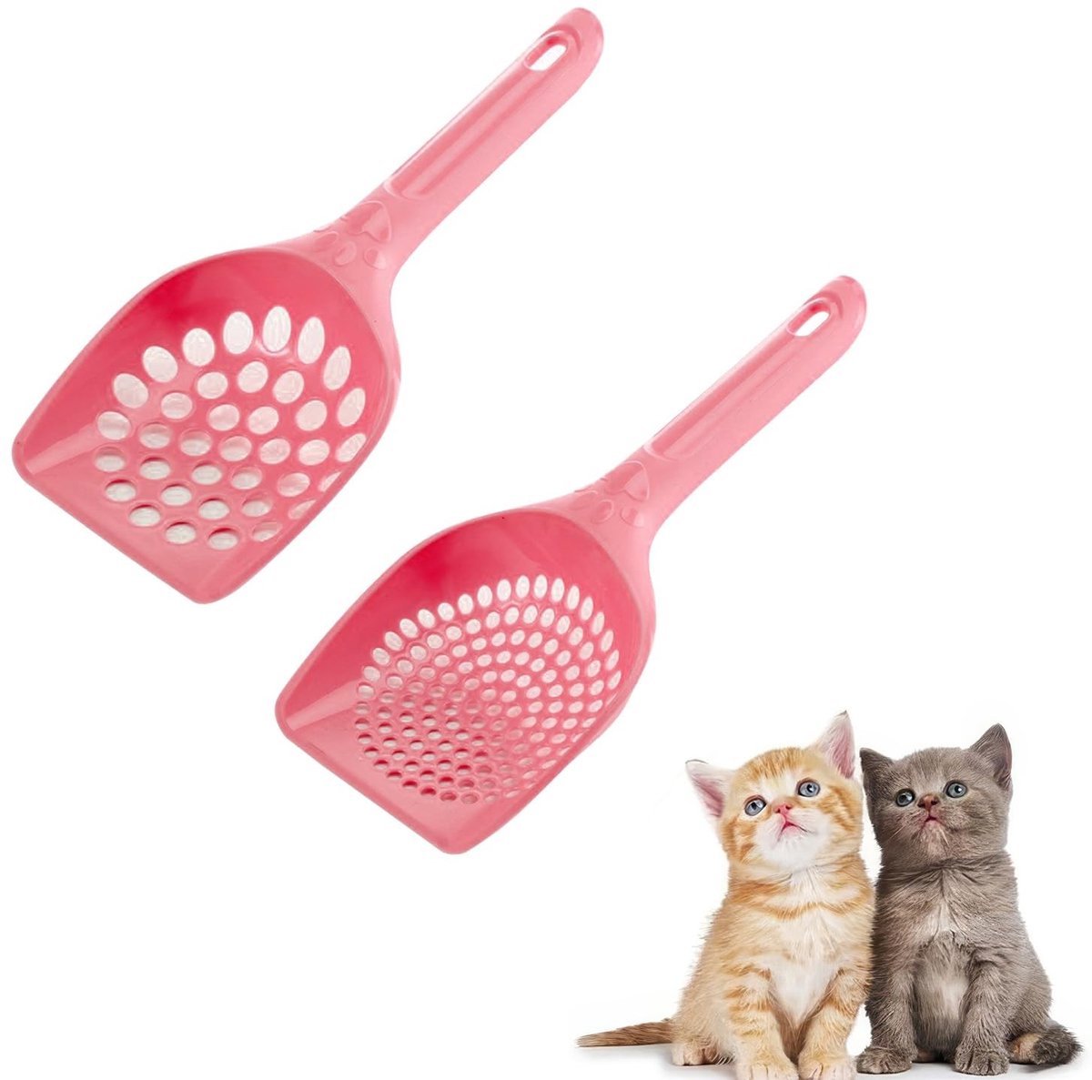 Dailygoods- Schep voor Kattenbakvulling - Set van 2 - Kunststof - Reinigingsgereedschap - Verschillende Maten - Gemakkelijk Schoon te Maken - Kattenbakschep