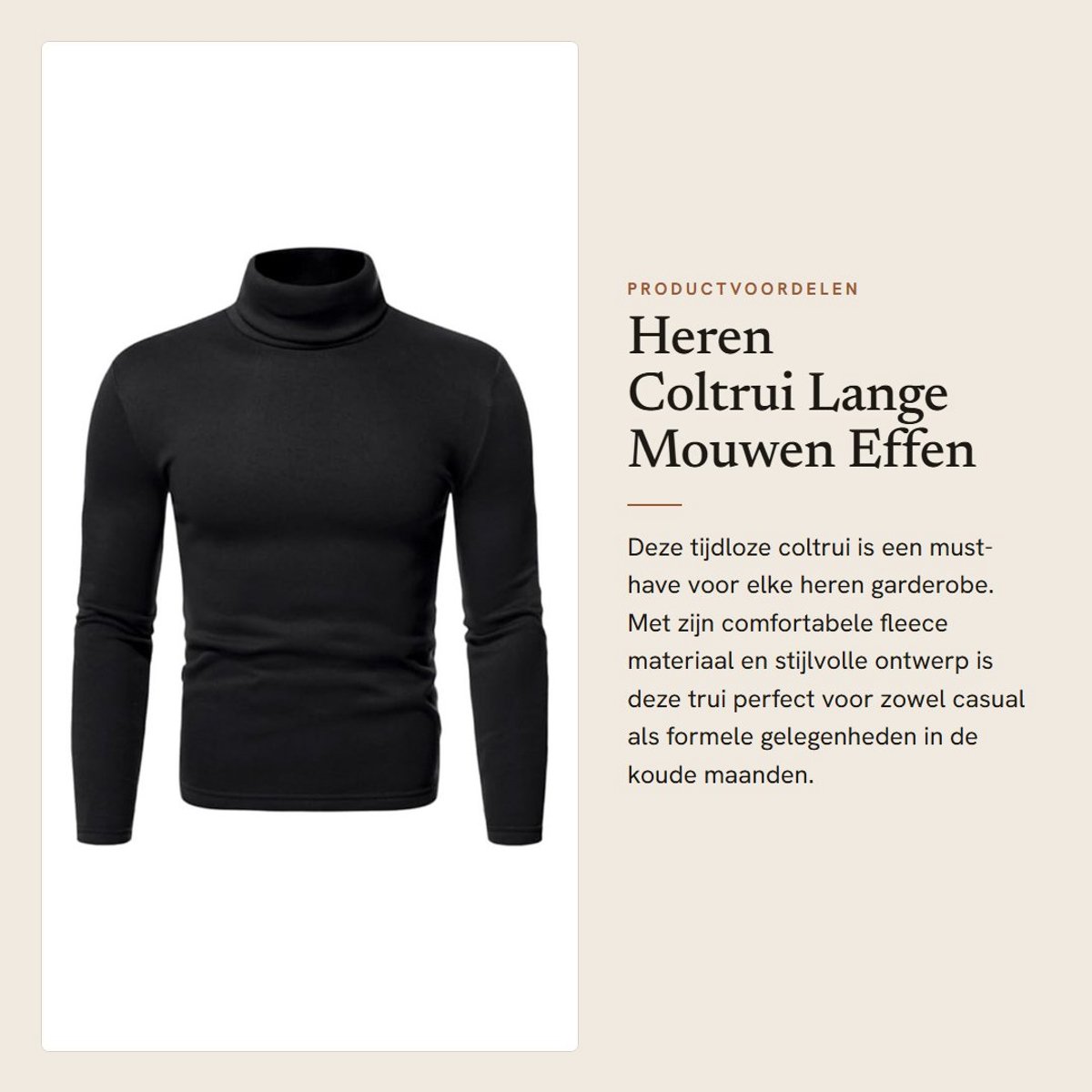 Dailygoods- Coltrui Heren Slim Fit - Lange Mouwen - Effen Kleur - Thermische Basislaag - Zacht en Ademend - Perfect voor Herfst/Winter - Thermisch Shirt