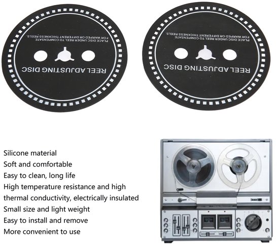 Dailygoody - Nab Adapter Spacer - Siliconen Reel Instelschijf - Zwart - Voor Bandrecorders - 2 STKS - Voor Reel to Reel Tape Recorders — afbeelding 3