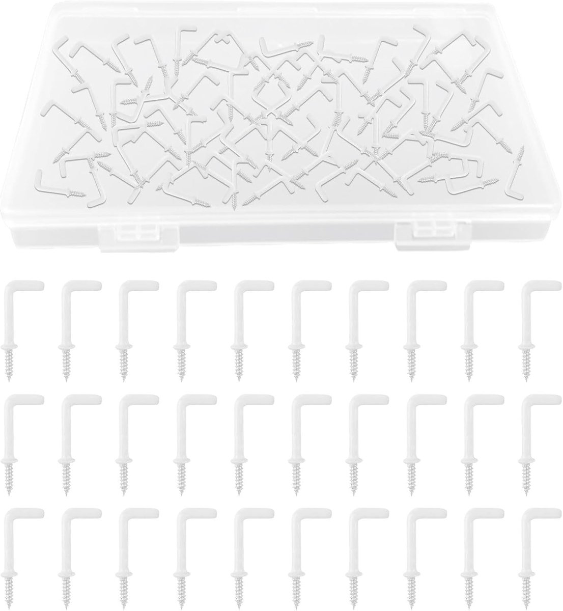 Schroefhaken Set - L-vorm Haken - Buiten Hanglampen - Roestvrij Staal - 160 Stuks - Wit