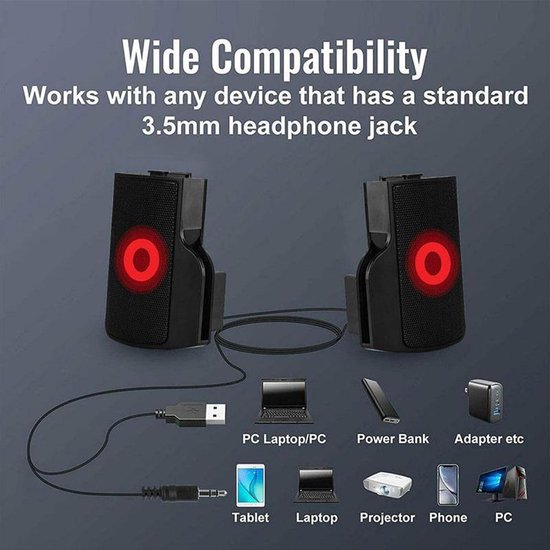 Mini Soundbar - PC Luidspreker - Verrijk Je Geluid - Clip-on Ontwerp - 2.0 Stereo - Zwart — afbeelding 2