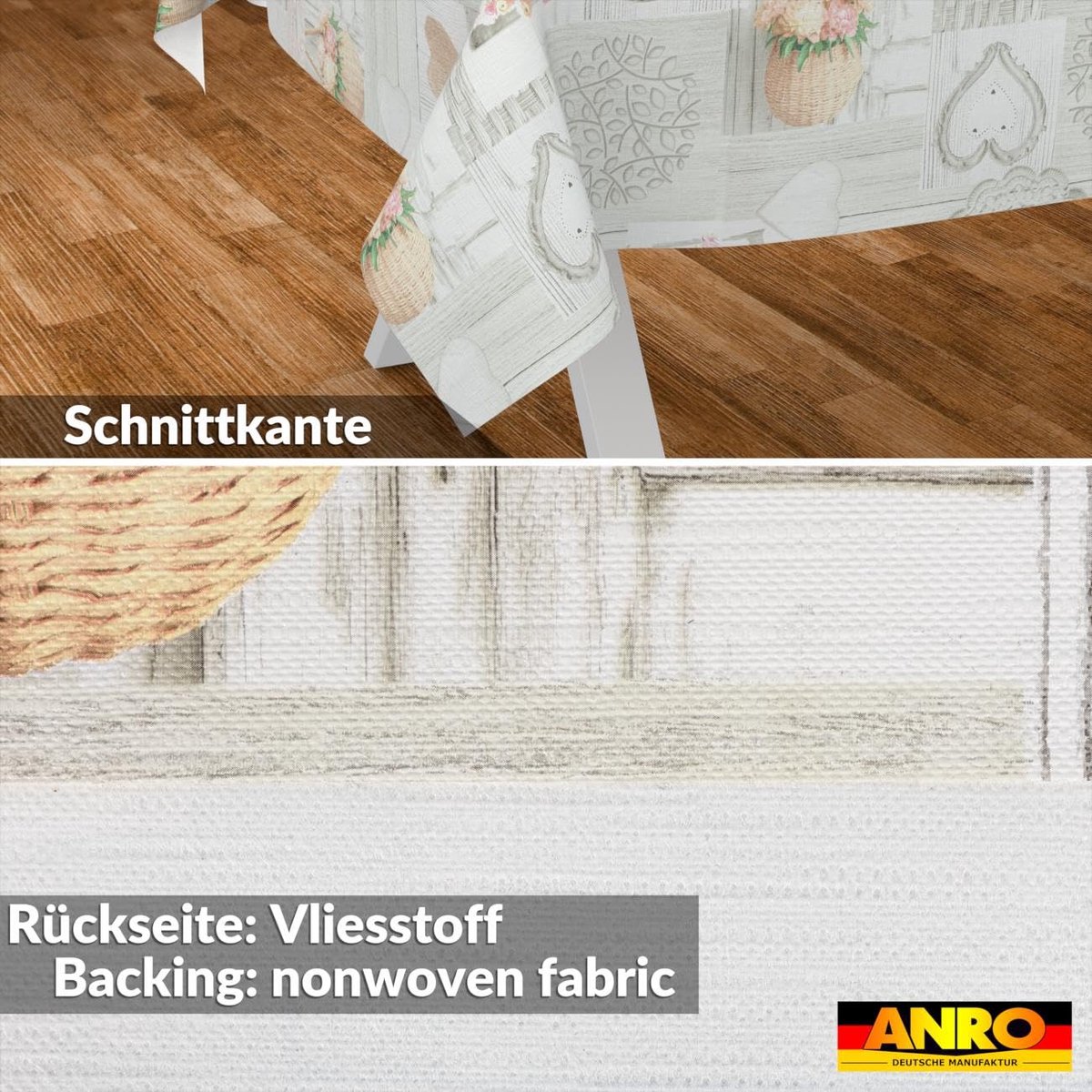 SnelShoppen - Afwasbaar Tafelzeil Tuintafelkleed 180 x 140 cm, Onderhoudsvriendelijk met Lotuseffect, Landelijke Bloemen voor Buiten, Feest, Camping,