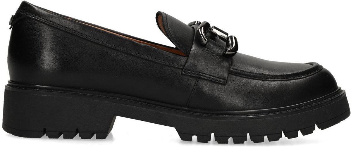 No Stress - Dames - Zwarte leren loafers met chain - Maat 42