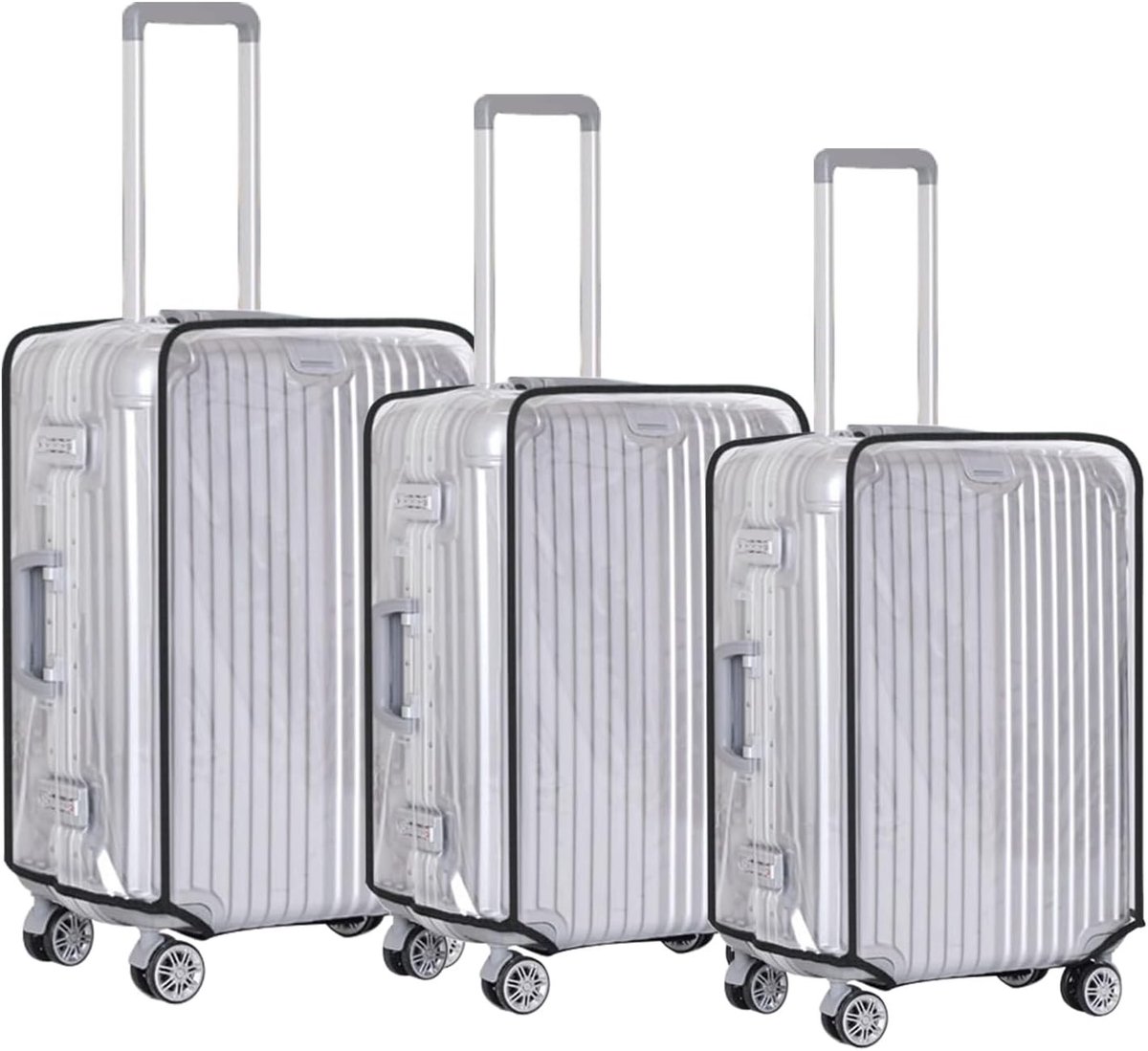 Set van 3 transparante koffiebeschermhoezen, waterdicht, stofdicht en krasbestendig, geschikt voor 50, 24 en 28 inch koffers, ideaal voor reizen en bescherming