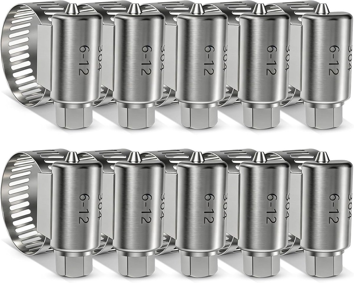 Set van 10 Slangklemmen met een Spanbereik van 6-12 mm voor Diverse Toepassingen en Onderhoud